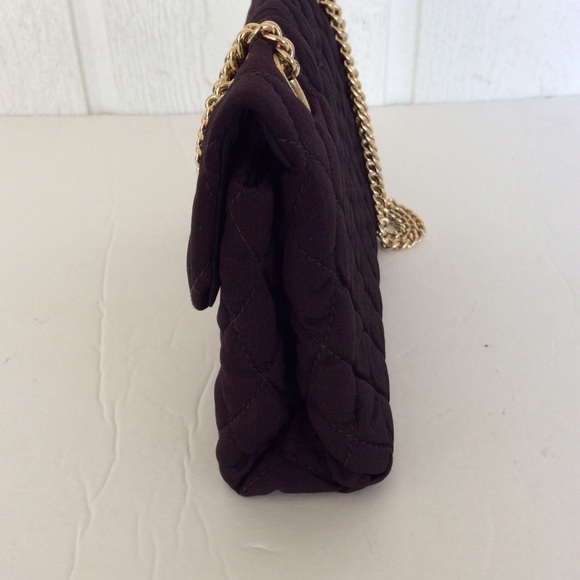 VINTAGE LORD & TAYLOR QUILTED PLUM BAG WITH CHAIN STRAP - Picture 4 of 8